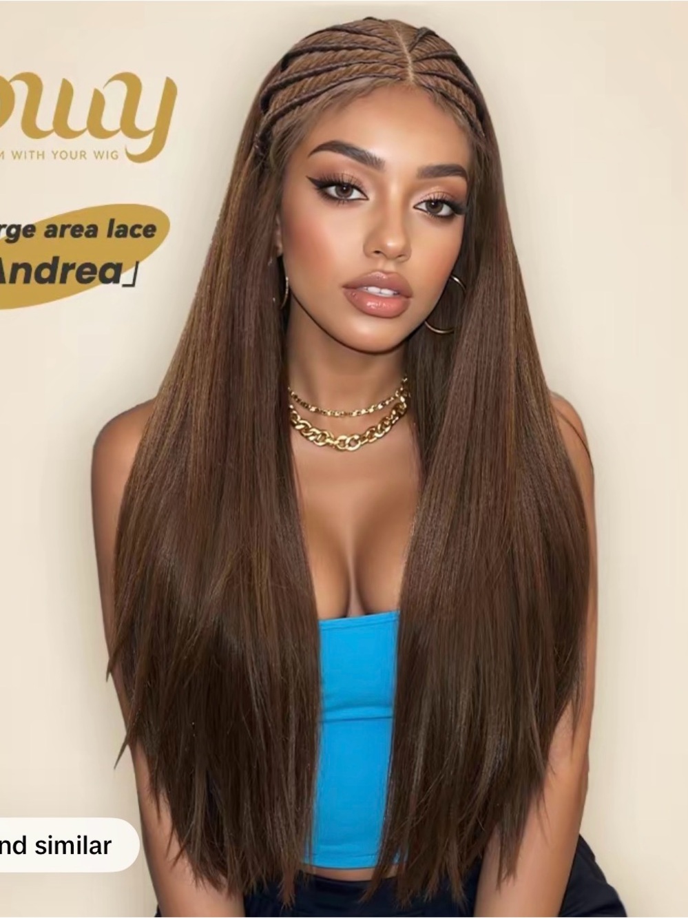 DWY ANDREA  Long Straight Lace Front with braids in Red mix withChestnut Brown